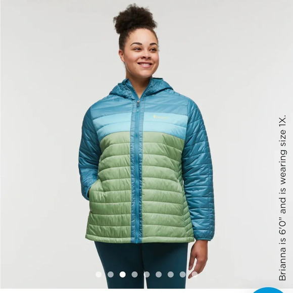 Capa Women's 1X Insulated Hooded Jacket Blue Light Green NWT Puff Puffer Puffy - Picture 14 of 16
